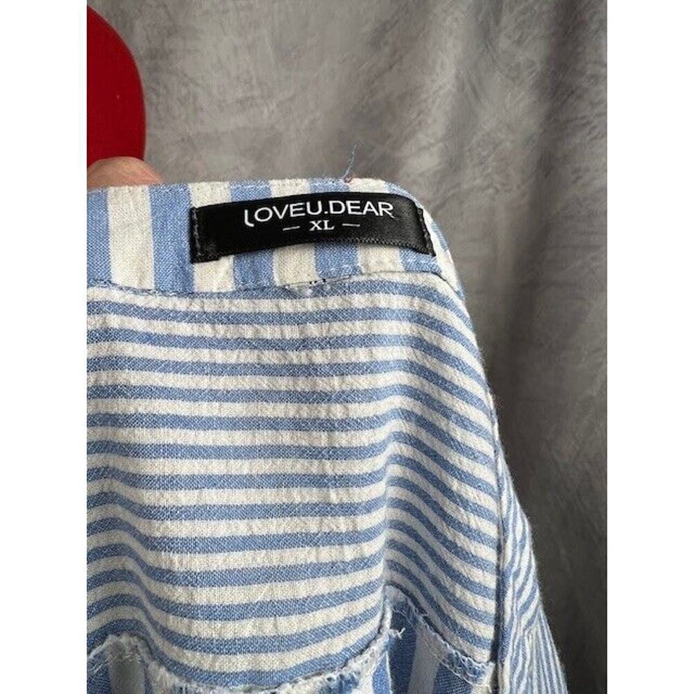 Loveu.dear Womens V Neck Short Sleeves Multicolor Striped Top Size XL - Picture 6 of 8